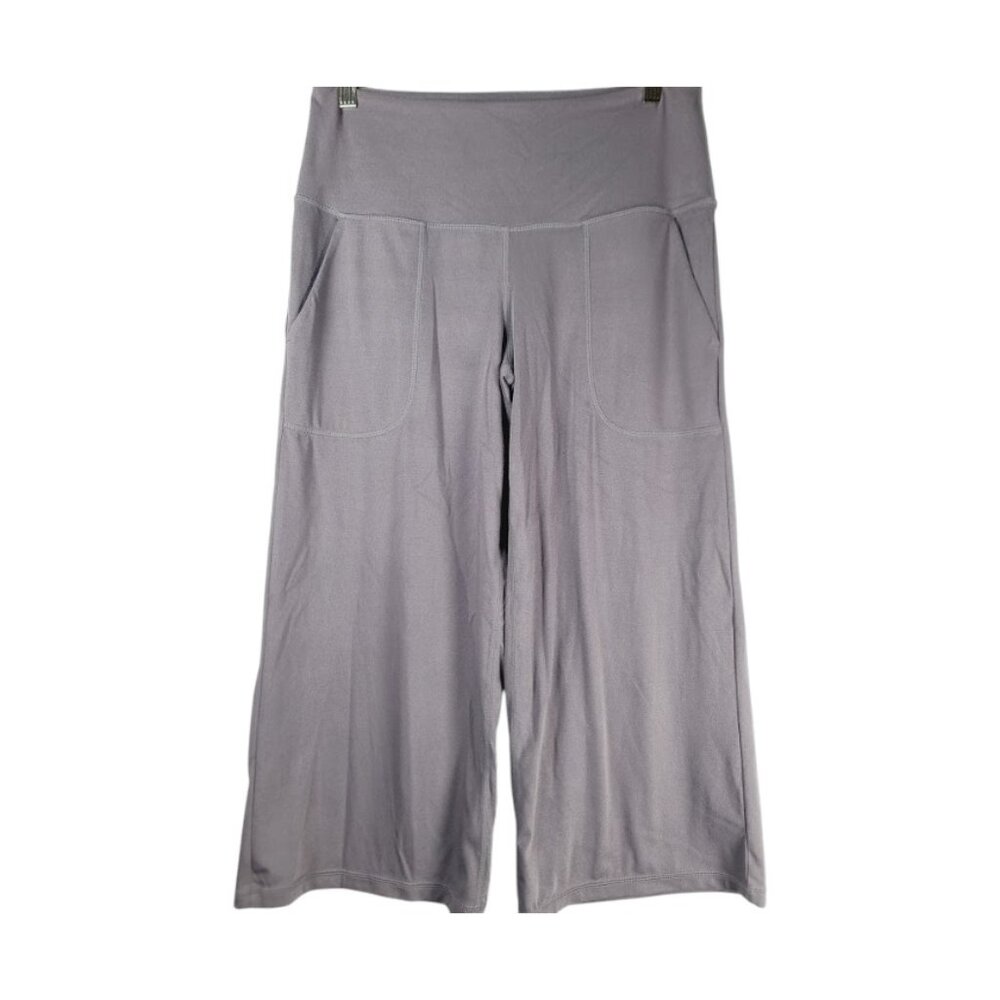 Tuff Athletics Women's Gray Elastic Waist Pull On Wide-Leg Crop Pant Size M